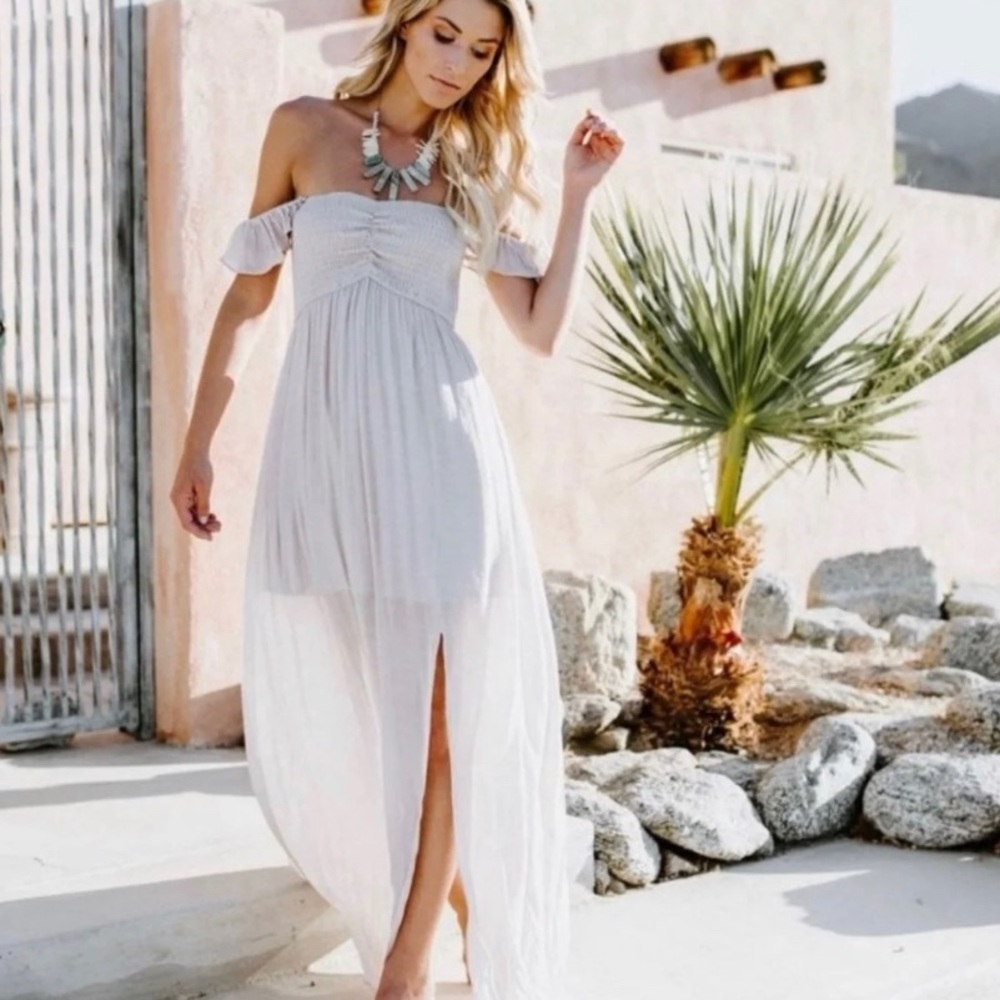 White off the shoulder maxi dress